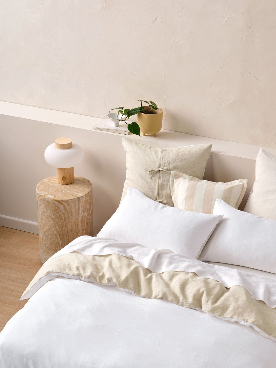Pure Linen Nimes Duet White/Natural Quilt Cover Set