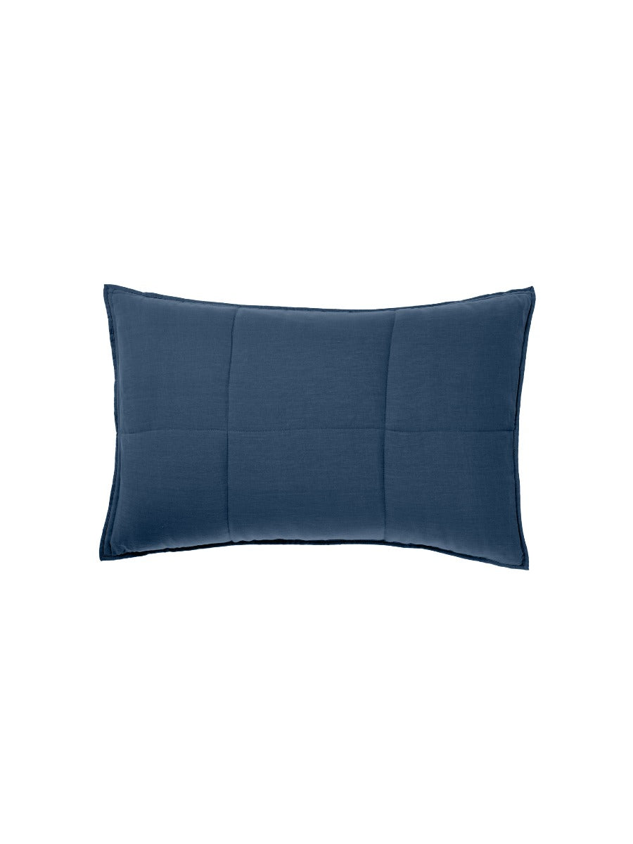 Pure Linen Nimes Navy Pillow Sham Pair