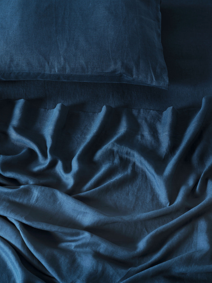 Pure Linen Nimes Navy Sheet Set