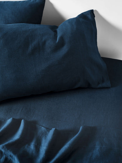 Pure Linen Nimes Navy Sheet Set