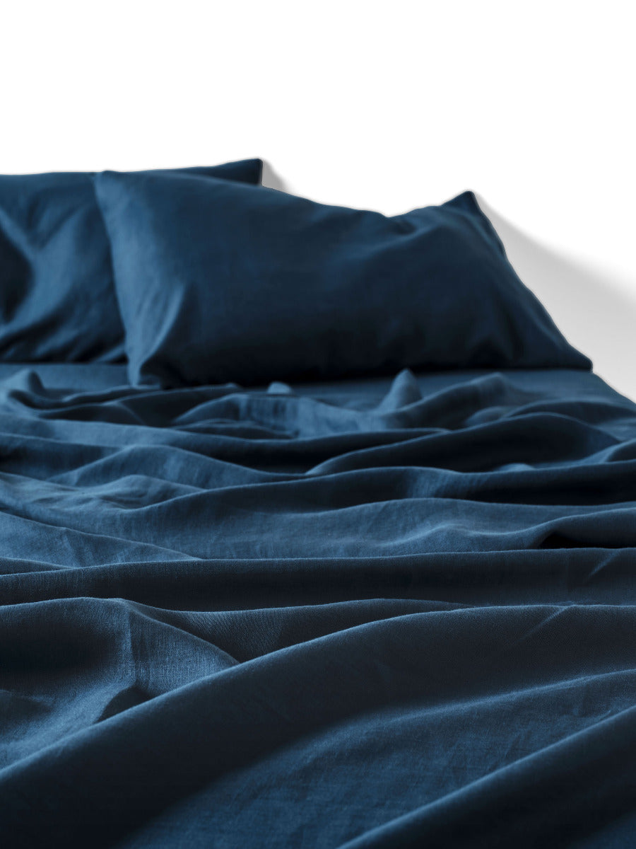 Pure Linen Nimes Navy Sheet Set