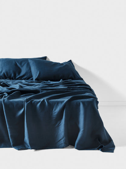Pure Linen Nimes Navy Sheet Set
