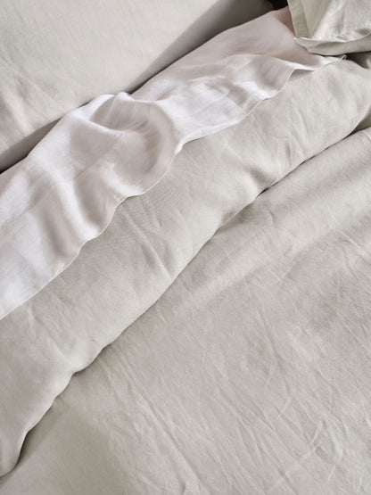 Pure Linen Nimes Pale Grey Quilt Cover Set