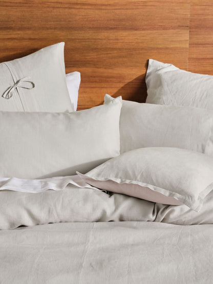 Pure Linen Nimes Pale Grey Quilt Cover Set