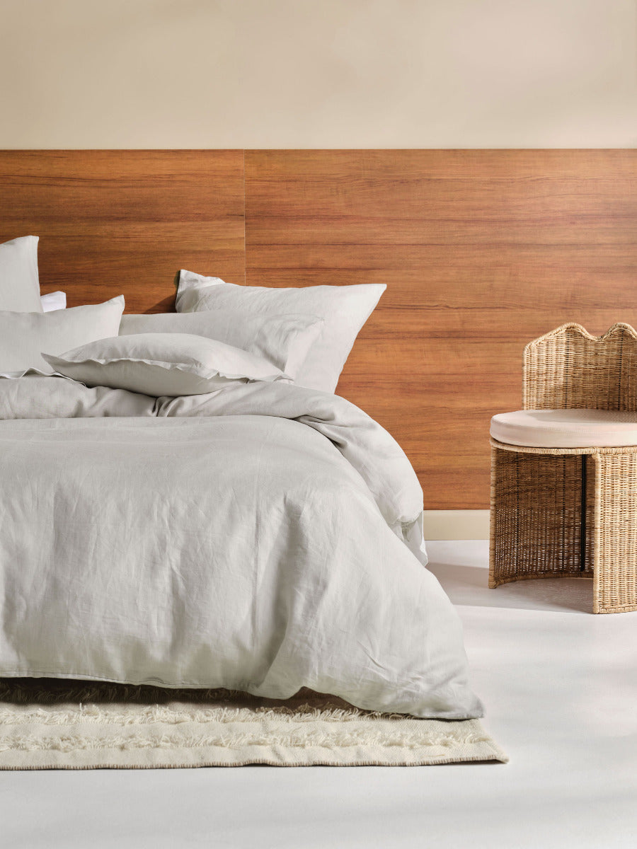Pure Linen Nimes Pale Grey Quilt Cover Set