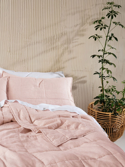 Pure Linen Nimes Rose Coverlet