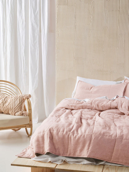 Pure Linen Nimes Rose Coverlet