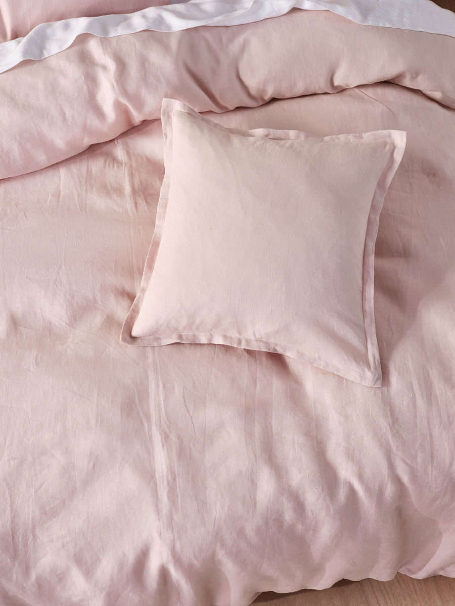 Pure Linen Nimes Rose Pink Quilt Cover Set