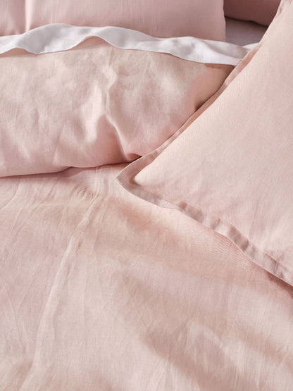 Pure Linen Nimes Rose Pink Quilt Cover Set