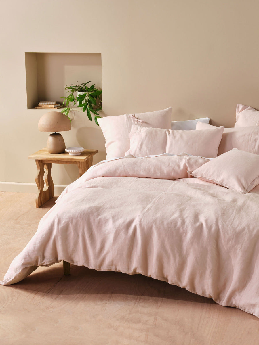 Pure Linen Nimes Rose Pink European Pillowcase