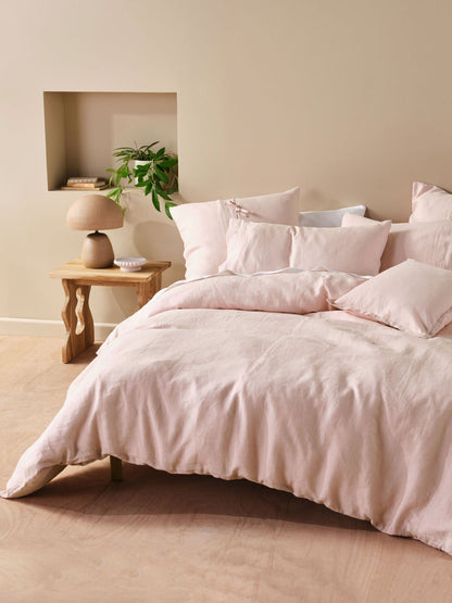 Pure Linen Nimes Rose Pink Quilt Cover Set