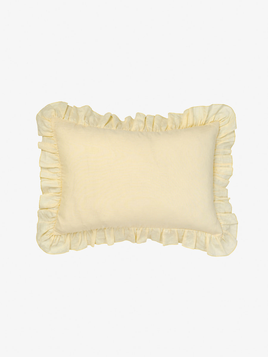Pure Linen Nimes Ruffle Lemon 40x60cm Cushion