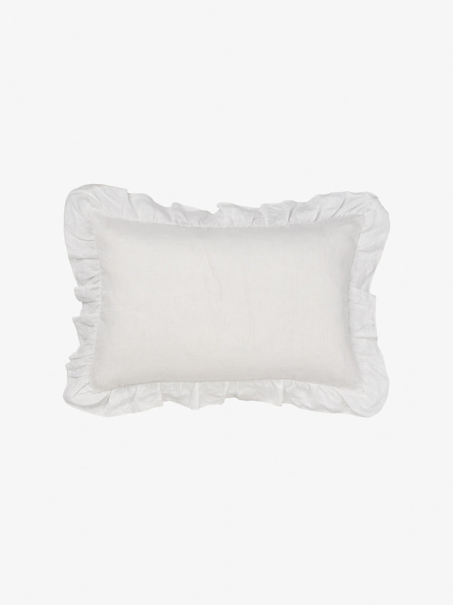 Pure Linen Nimes Ruffle White 40x60cm Cushion