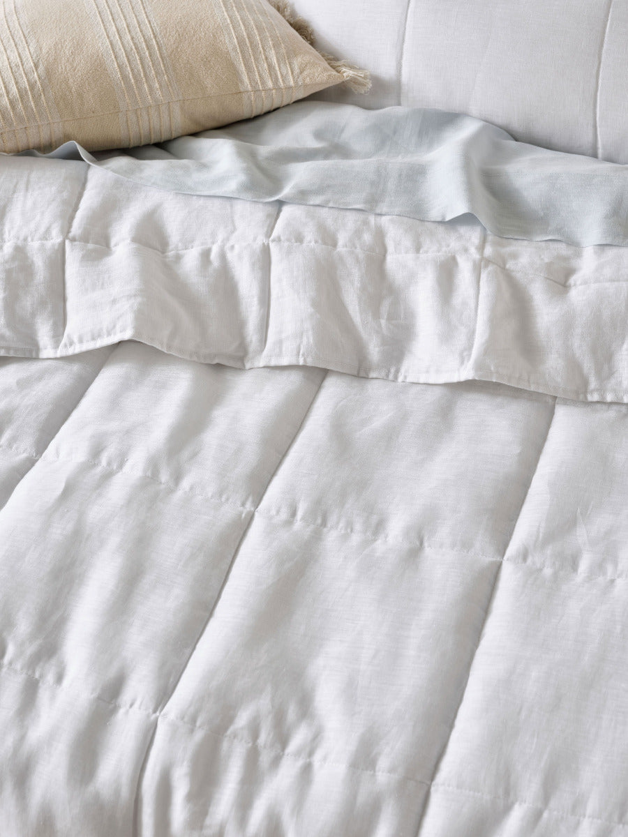 Pure Linen Nimes White Coverlet