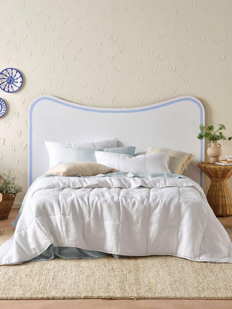 Pure Linen Nimes White Coverlet