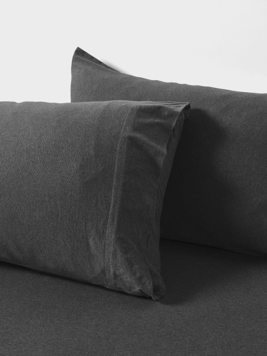 Ryland Charcoal Fitted Sheet + Pillowcase Set