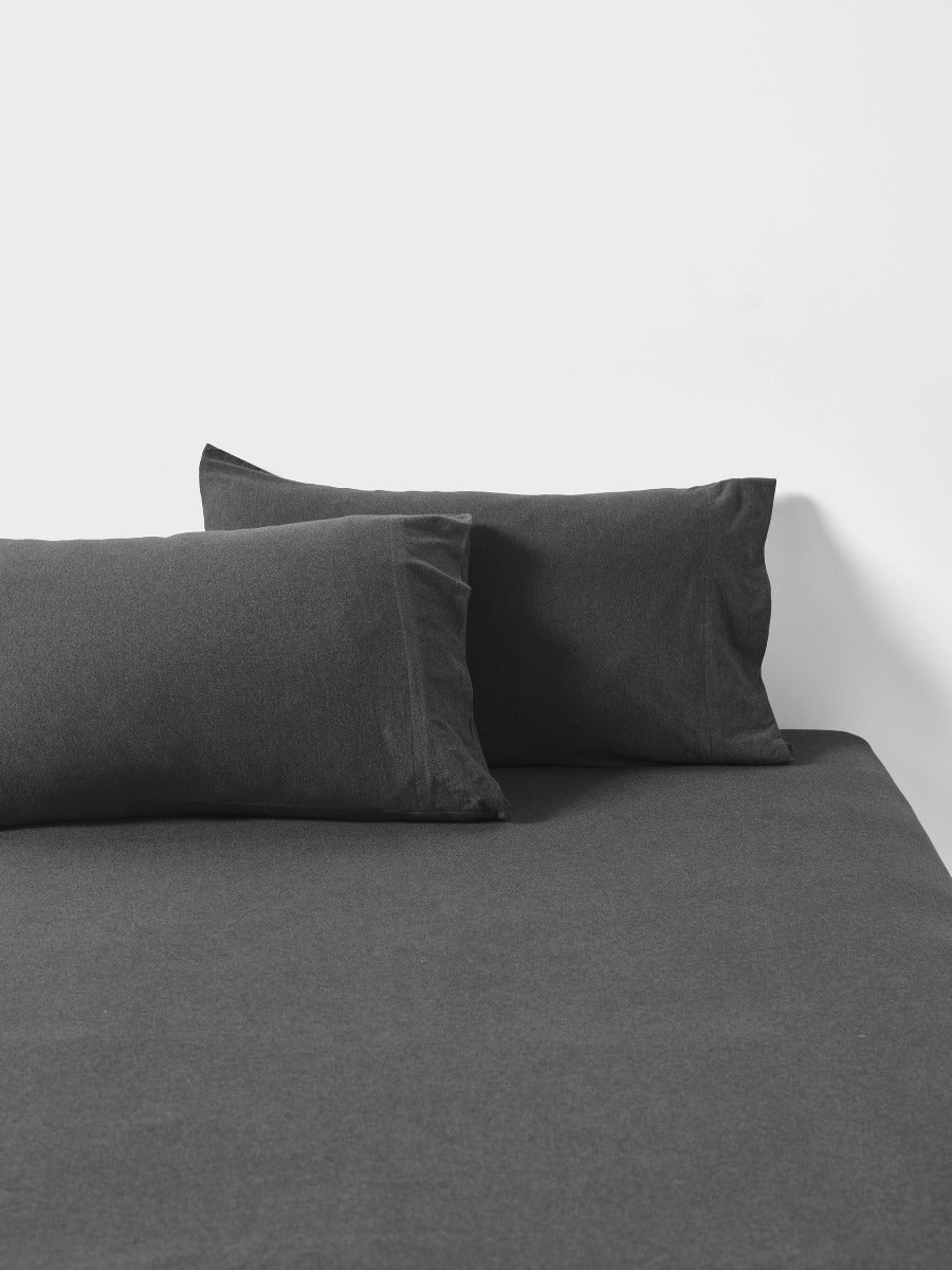 Ryland Charcoal Fitted Sheet + Pillowcase Set