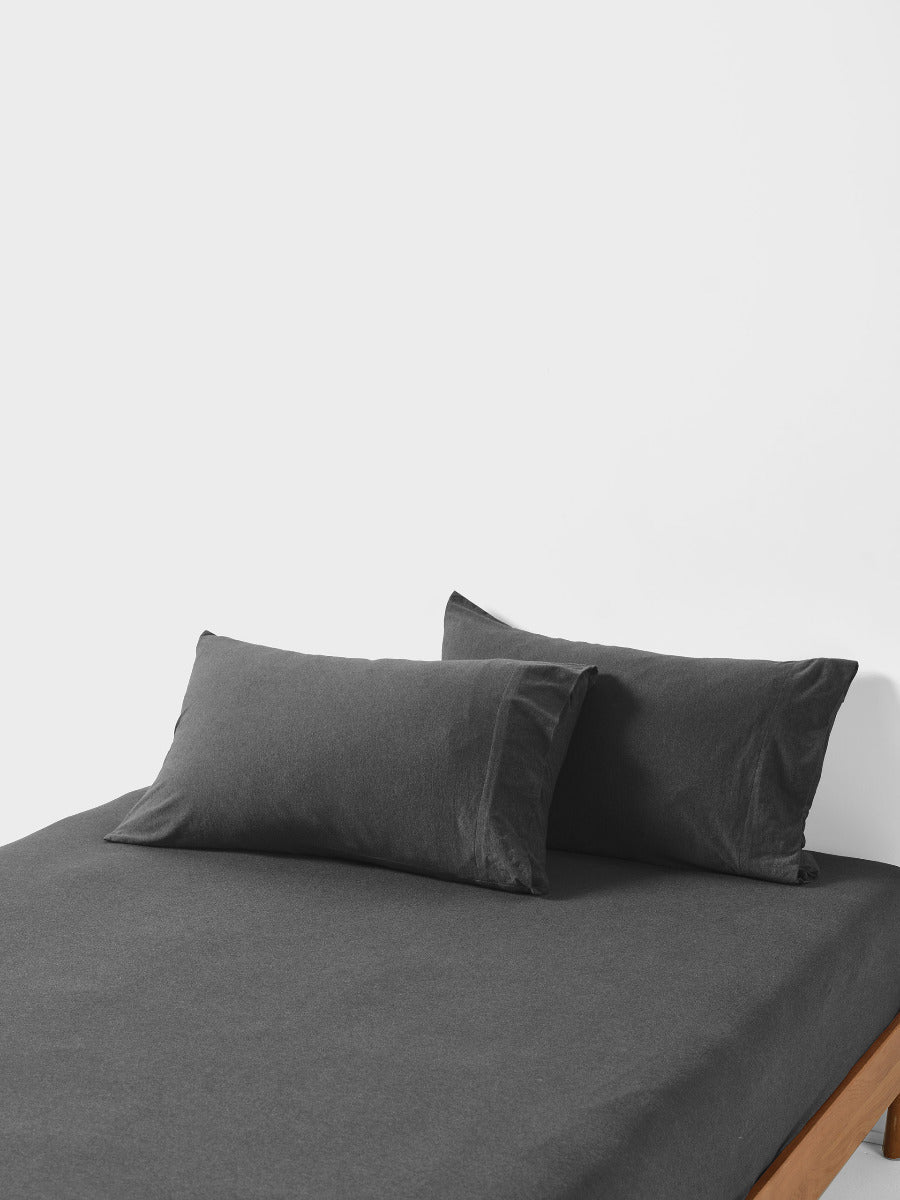 Ryland Charcoal Fitted Sheet + Pillowcase Set