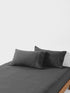 Ryland Charcoal Fitted Sheet + Pillowcase Set
