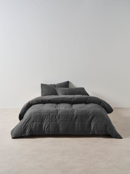 Ryland Charcoal Quilt Cover Set