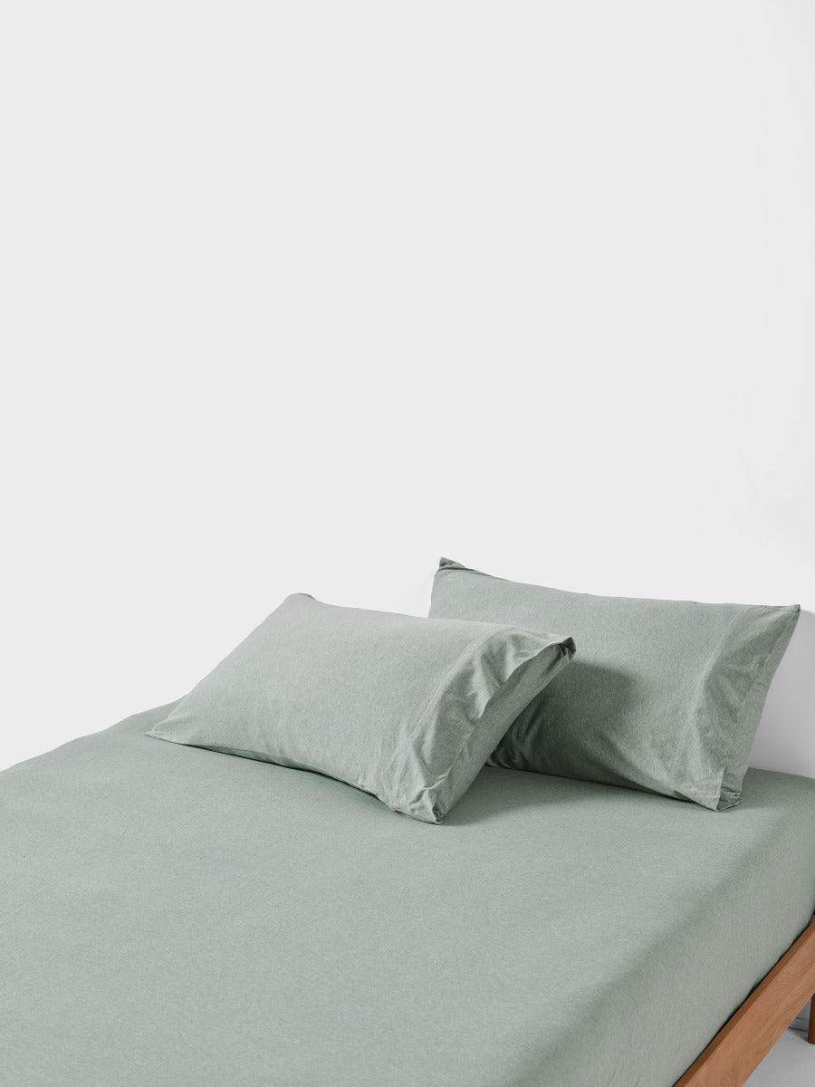 Ryland Eucalyptus Fitted Sheet + Pillowcase Set
