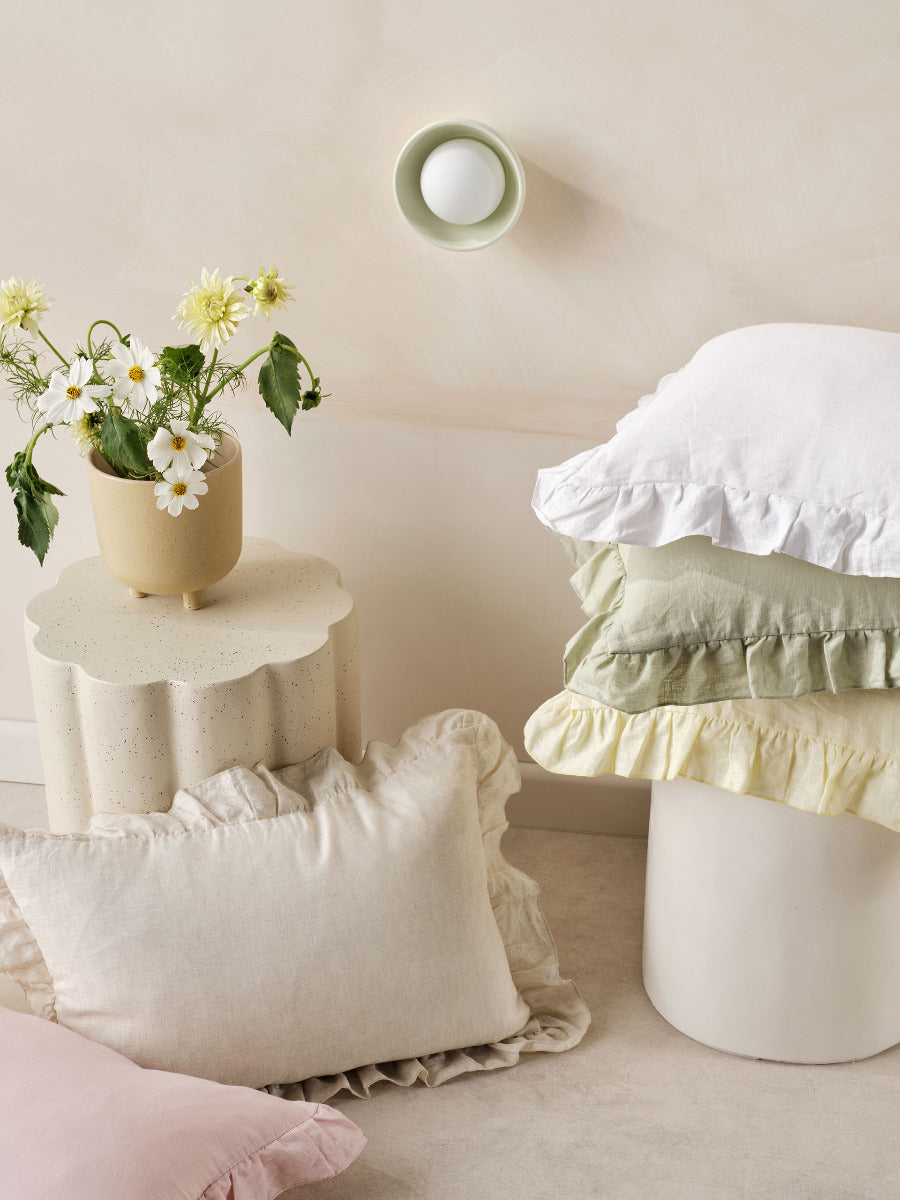 Pure Linen Nimes Ruffle Natural 40x60cm Cushion