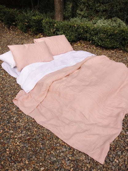Pure Linen Nimes Rose Pink Quilt Cover Set