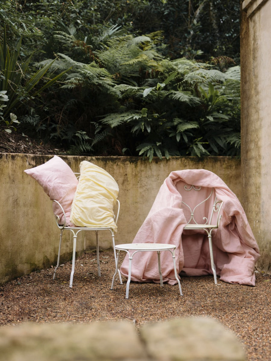 Pure Linen Nimes Rose Pink Quilt Cover Set