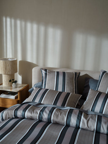 Nara Stripe Bluestone Quilt Cover Set