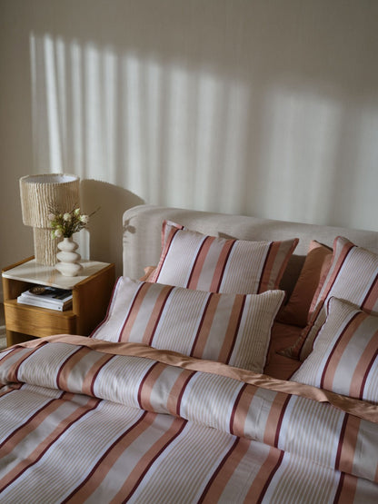 Nara Stripe Clay Quilt Cover Set