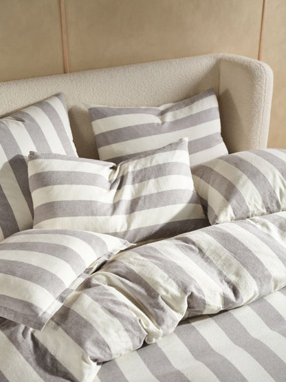 Vintage Stripe Steel Quilt Cover Set