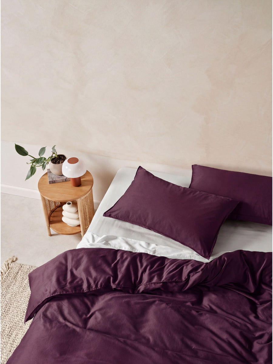 Surf Wash Plum 400TC Quilt Cover Set