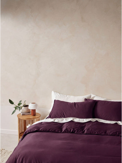 Surf Wash Plum 400TC Quilt Cover Set