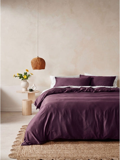 Surf Wash Plum 400TC Quilt Cover Set