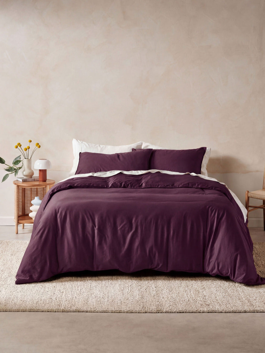 Surf Wash Plum 400TC Quilt Cover Set