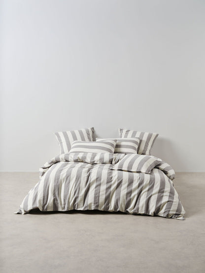Vintage Stripe Steel Quilt Cover Set