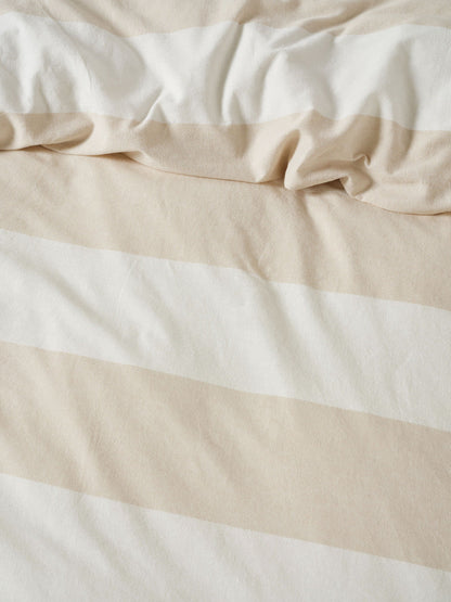 Vintage Wide Stripe Natural Quilt Cover Set