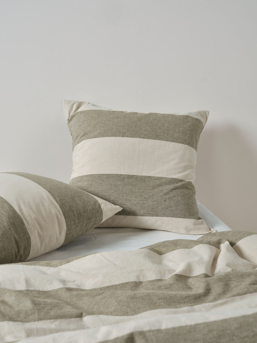 Vintage Wide Stripe Olive European Pillowcase