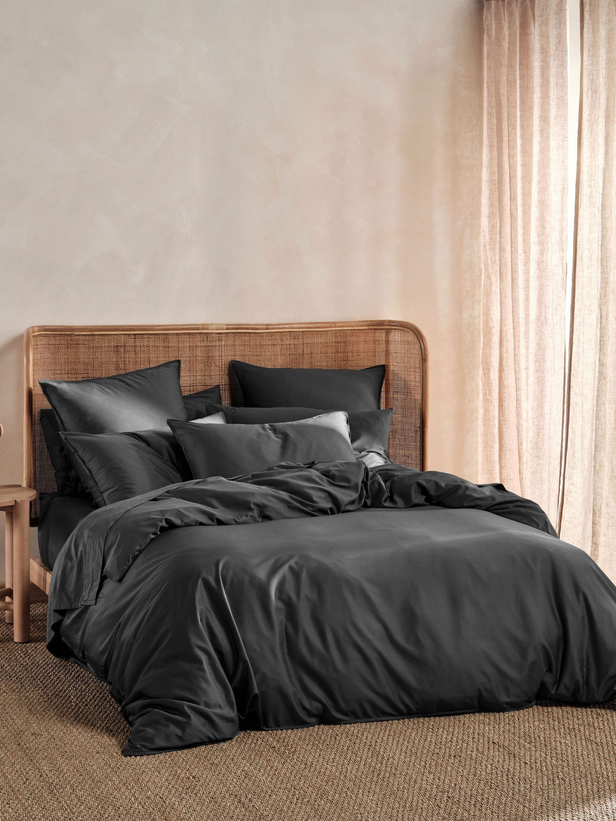 400TC Bamboo/Cotton Nara Charcoal Quilt Cover Set
