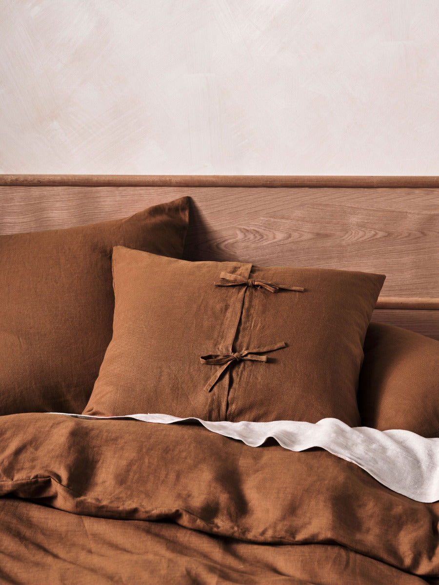 Pure Linen Nimes Cinnamon European Pillowcase