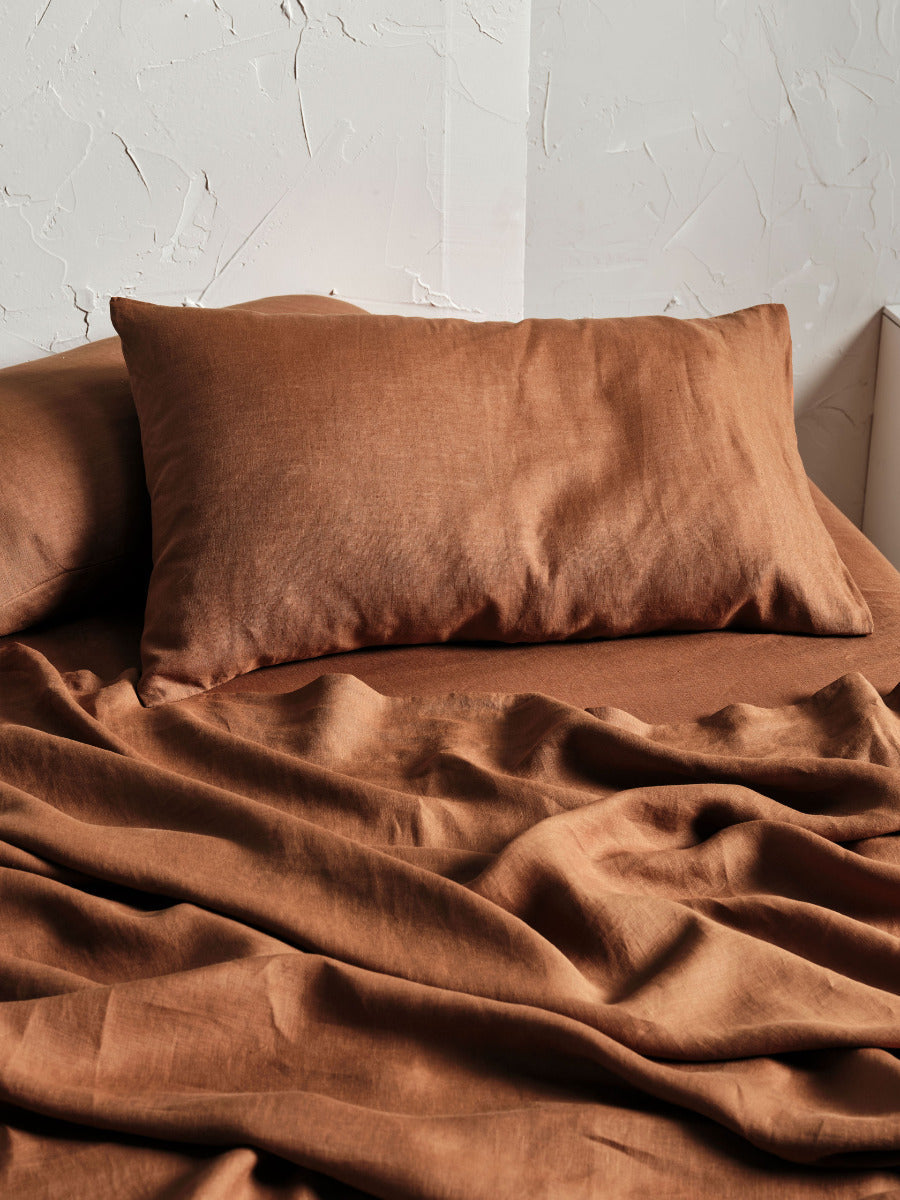 Pure Linen Nimes Cinnamon King Pillowcase