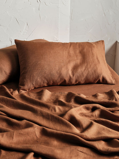 Pure Linen Nimes Cinnamon Standard Pillowcase