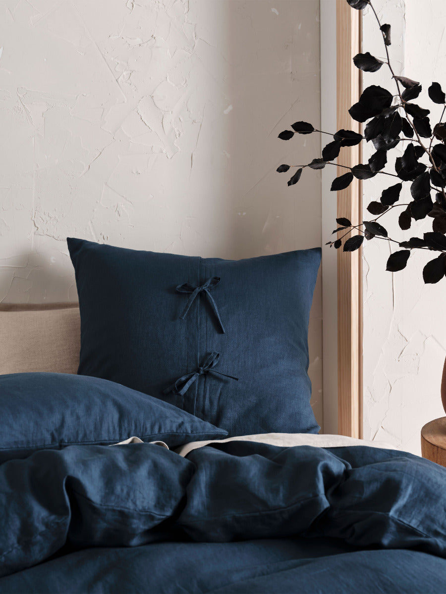 Pure Linen Nimes Navy European Pillowcase