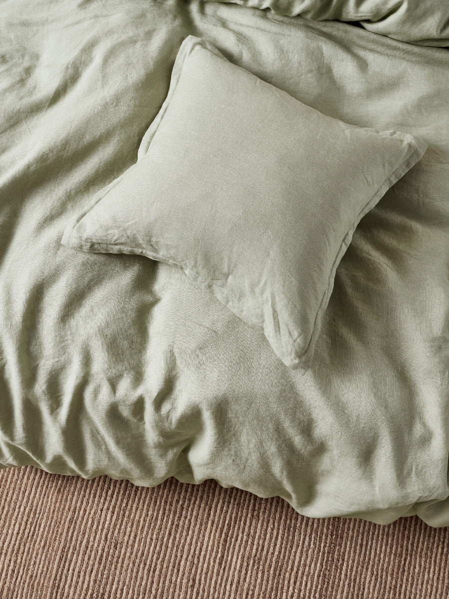 Pure Linen Nimes Wasabi Quilt Cover Set