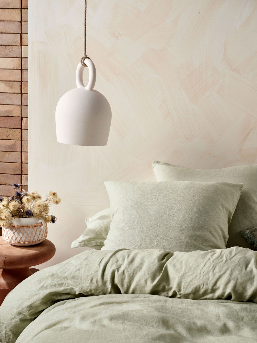 Pure Linen Nimes Wasabi Quilt Cover Set