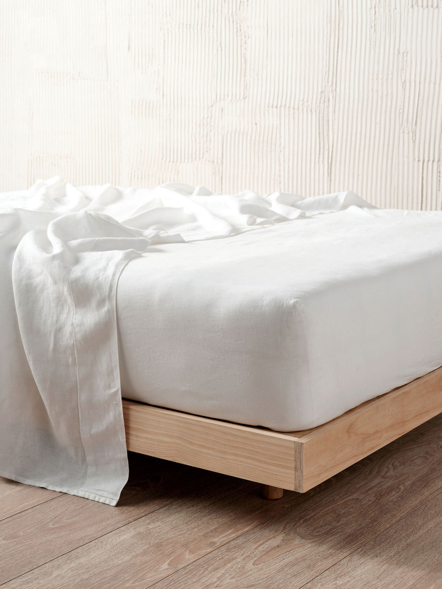 Pure Linen Nimes White Fitted Sheet