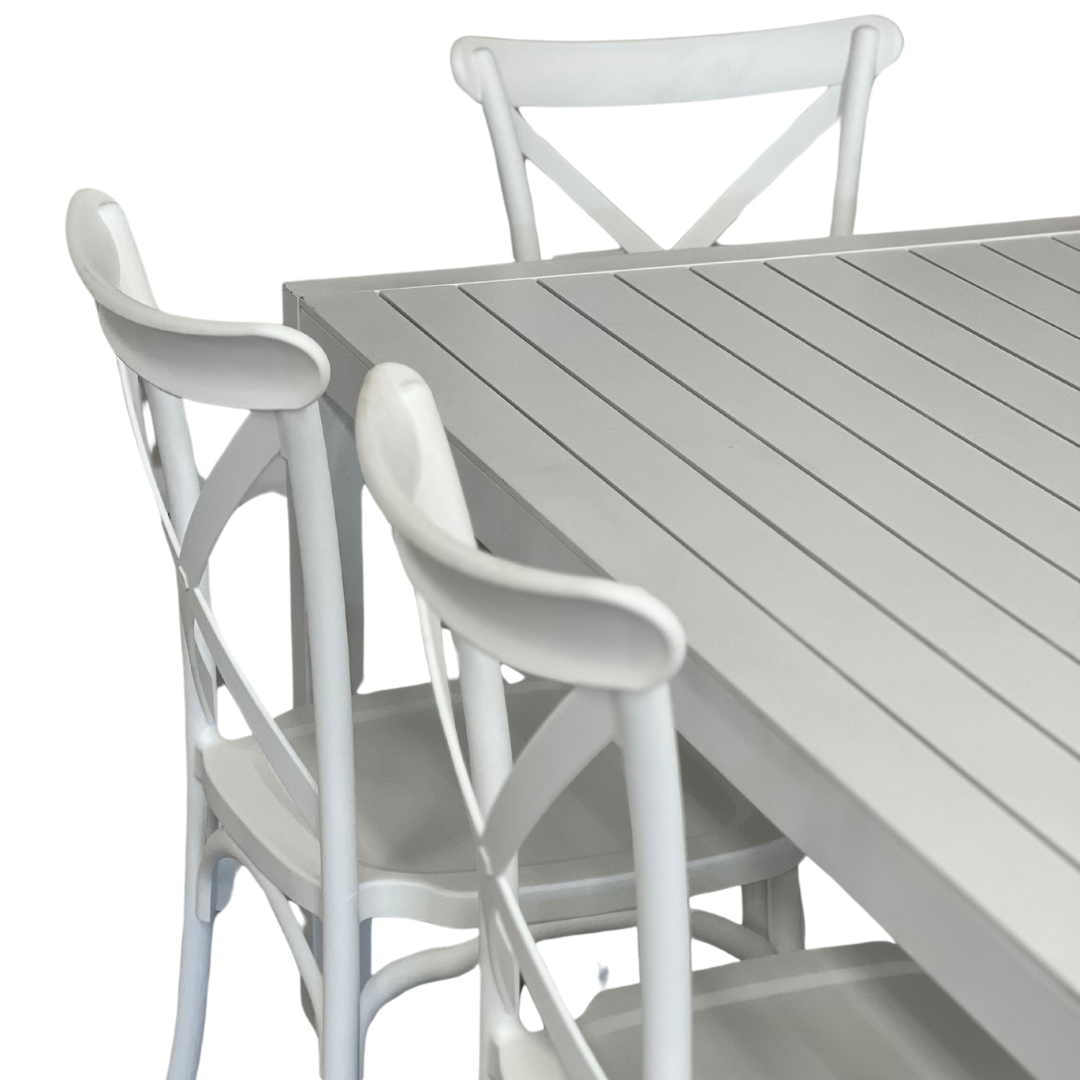 Matzo Heritage 7 Piece Outdoor Dining Setting | White