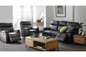 Houston Leather 3 Seater with 2 Recliner Chairs
