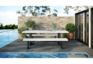 Shift 3 Piece Concrete Outdoor Bench Dining